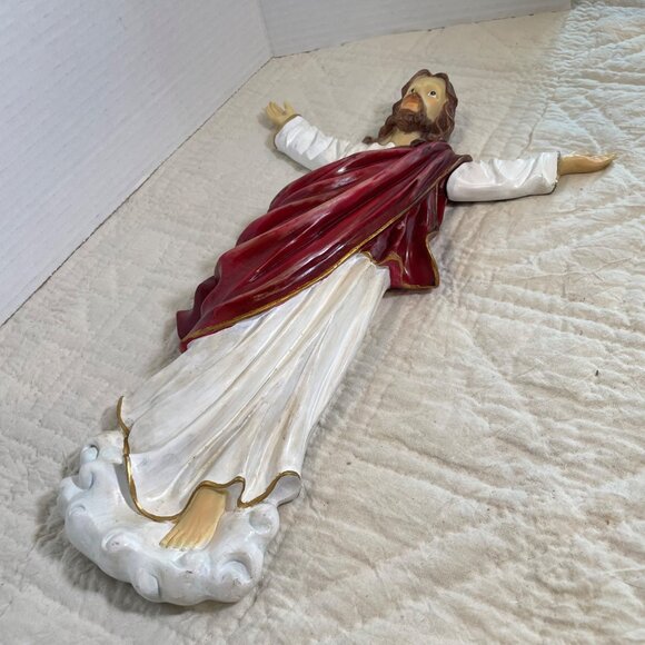 Large Hand-Painted Jesus Christ Wall Hanging Statue With Open Arms Design - Picture 8 of 12
